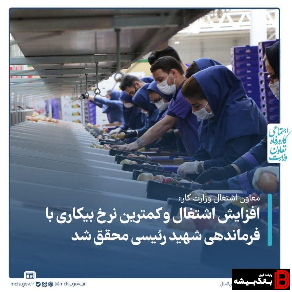 افزایش اشتغال و کمترین نرخ بیکاری با فرماندهی شهید رئیسی محقق شد