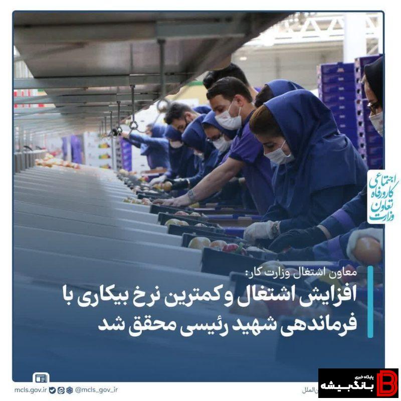افزایش اشتغال و کمترین نرخ بیکاری با فرماندهی شهید رئیسی محقق شد افزایش اشتغال و کمترین نرخ بیکاری با فرماندهی شهید رئیسی محقق شد