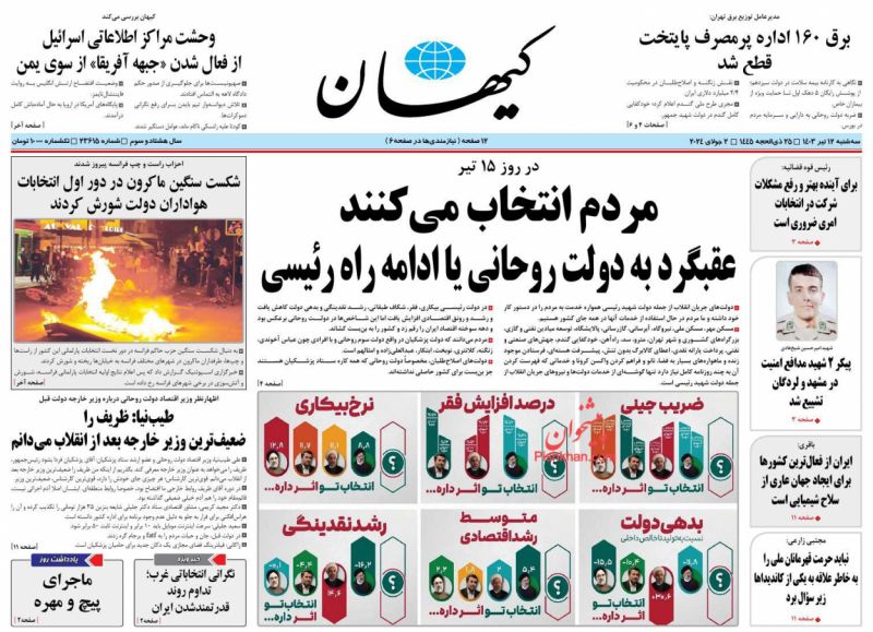 روزنامه های امروز سه شنبه ۱۲ تیرماه ۱۴۰۳